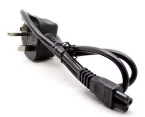 New UK 3 Pin Mains Clover Leaf C5 Cloverleaf Power Lead Cord CE Cable For Laptop - Picture 1 of 2