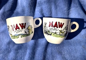 CHIMNEY ROCK, NORTH CAROLINA Pair Vintage Souvenir COFFEE Cups Hillbilly PAW MAW - Picture 1 of 11