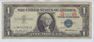 US$1 Silver Certificate 1957 STAR Note Fancy SN Single Bookend VF.FN105 - Picture 1 of 3