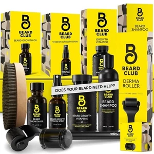 The Beard Club Advanced Beard Growth Kit - Derma Roller, Oil, Vitamins, Shampoo - Picture 1 of 9