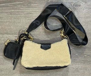 Bolso Bandolera Aimee Kestenberg Tribeca Arctic Sherpa Cuero Lana Bolso de Mano - Imagen 1 de 13