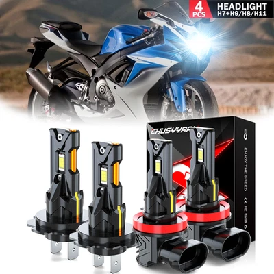 Lâmpadas combo de faróis de LED 6000K brancas para Suzuki Vstrom DL1000 DL650 4 peças H7+H11 - Imagem 1 de 4