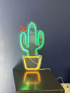 Cactus Light Neon Sign, Wall Decor, Lamp, Man Cave, Bar, Mexican Food, 15.5”x 8” - Picture 1 of 8