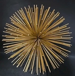Atomic Brutalist Brass Metal Wall Hanging Starburst Sea Urchin 7 Inches MCM  - Picture 1 of 5
