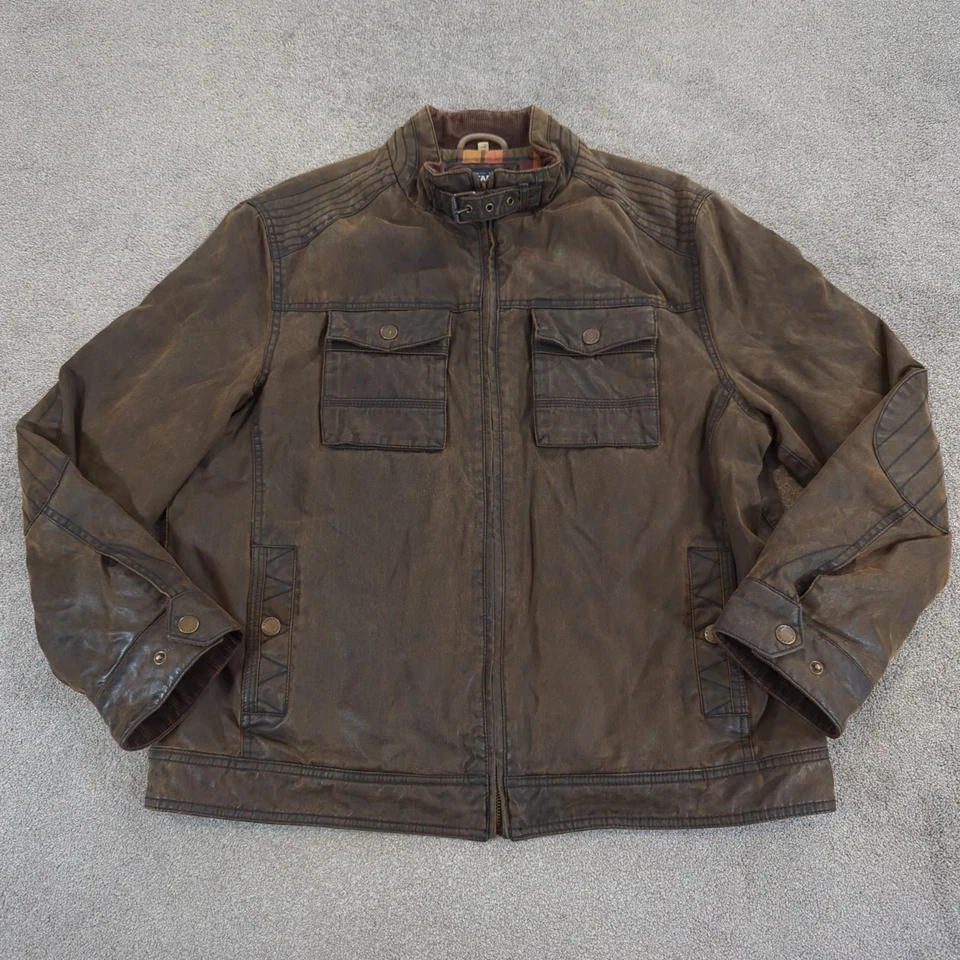 Mantaray Wax Jacket Mens Large Brown Chocolate Bomber Coat Military Quilt Lined - Image 1 of 4