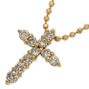 0.3ct Cross Motif Diamond Necklace Pendant / 18K Yellow Gold / 750-4g / Gift - Picture 1 of 10