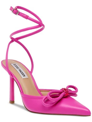 STEVE MADDEN Womens Pink Ankle Wrap Sherise Toe Stiletto Leather Slingback 8 M - Image 1 of 4