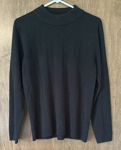 Alia Black Crewneck Pullover Sweater Fine Knit Size M - Picture 1 of 8