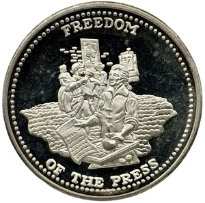 Johnson Matthey JM Freedom Of The Press 1 oz .999 Fine Silver Round - Picture 1 of 2
