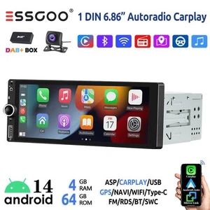 Android 14 Autoradio DAB Universal 1 DIN 4+64G Carplay Kamera GPS USB Typ-C WIFI - Bild 1 von 14