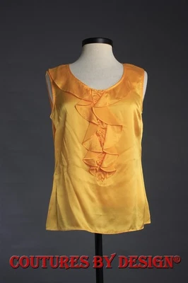 St John Knits Ruffled Silk Tank,Top,Shell Marigold Sz 6 NWT MSRP $590 - Image 1 of 2