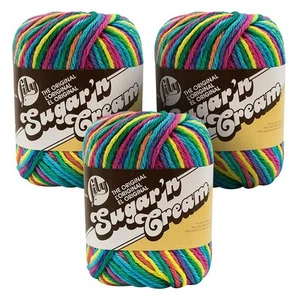 Sugar'n Cream Ombre Yarn - 4 Medium Gauge 100% Cotton - 2 oz - Psychedelic 3-... - Picture 1 of 3