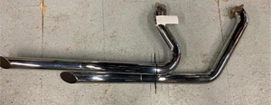 Staggered Duals Harley Softail Custom Exhaust Pipes Heritage Fatboy Chopper Chro - Bild 1 von 9