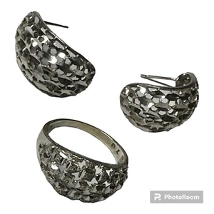 14k white gold earring And Ring Size 7.5 Set 7.8 G - Picture 1 of 8