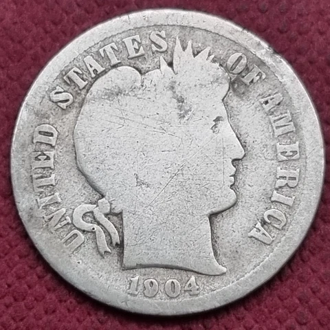 1904 S Barber Dime 10c Circulated #57039 Cover