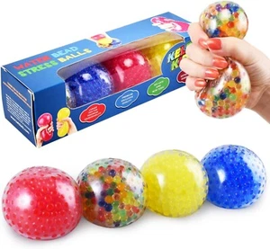 Durable Large Squishy Water Bead Stress Balls Sensory Toy Anxiety Relief -4 Pack - Picture 1 of 4
