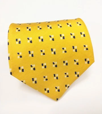 POLO RALPH LAUREN Amarillo Blanco Azul Marino Cuadrados Todo Para Hombre Corbata Cuello Seda 55.5"  Foto 1 de 3