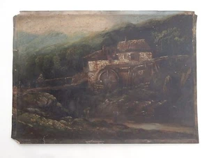 NY Hudson River School Painting Stone Grist Mill Mountain Gorge 19th C. Artist - Picture 1 of 16