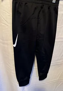 Nike Toddler Boys Sweatpants NWT Size 4 Black Cuffed Bottoms Elastic Waist Solid - Picture 1 of 9