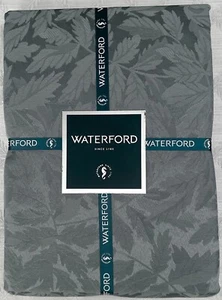 70 X 84 WATERFORD TABLECLOTH CRYSTAL CO. LUXURY SOFT BLUE-GRAY LEAVES MOTIF NWT - Picture 1 of 4