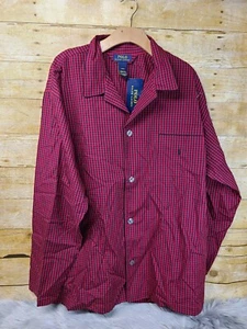 New NWT Polo Ralph Lauren Mens Blue Plaid Sleepwear Pajama Shirt Sz L #M - Picture 1 of 6