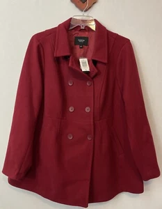 Torrid Womens 3x Wool Double Breasted Button-Up Burgundy Lined Peacoat NWT! AZ14 - Picture 1 of 8