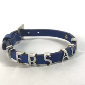 VERSACE Logo Medusa Bangle accessories Bracelet Leather blue - Picture 1 of 8