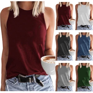 Ladies Camisole Sleeveless Tank Tops Casual T Shirts Summer Holiday Basic Tee · - Picture 1 of 21