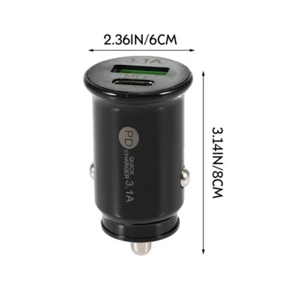 Adaptador de cargador de coche USB doble tipo C enchufe encendedor de cigarrillos para teléfono celular Foto 1 de 2