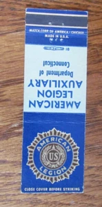 FUNDA FRATERNAL LEGION MATCHBOOK: DEPARTAMENTO DE CONNECTICUT MATCHCOVER - Imagen 1 de 1