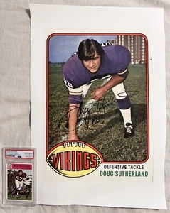 Doug Sutherland Signed Enlarged Canvas Rookie 1976 Topps Minnesota Vikings - Picture 1 of 2