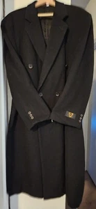 GGG Clothes Men's Black Cashmere Wool Italy Dress Trench Jacket Coat SIZE 42S - Picture 1 of 7