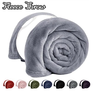 Luxury Fleece Throw Bed Blankets Reversible Mink Fleece Sofa bed Couch Throw - Picture 1 of 90