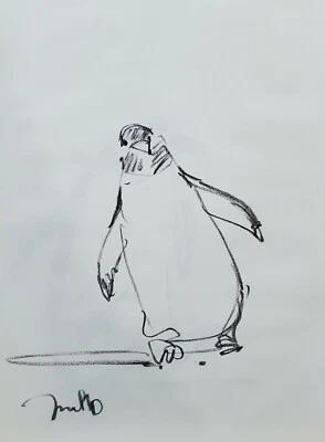JOSE TRUJILLO Original Carbón sobre Papel Boceto Dibujo 18X24 FIRMADO Pingüino 17 Foto 1 de 4