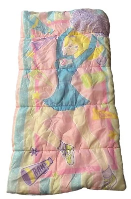Vintage Barbie Sleeping Bag 1999 Mattel Inc Barbie Girl Cheerleader Rah - Image 1 of 4