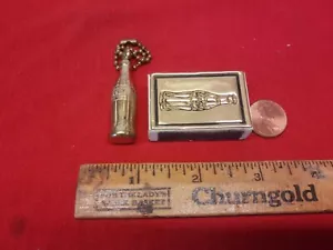 VTG COCA-COLA BOTTLE KEY CHAIN GOLD METAL & GOLD FOIL FULL BOX MATCHES - Picture 1 of 9