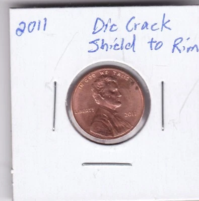 2011 Lincoln Cent Die Crack Shield to Rim - Image 1 of 4