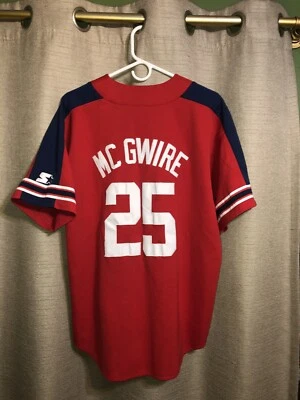 Camiseta deportiva roja vintage Starter Mark McGwire #25 ST. LOUIS CARDINALS para hombre talla L Foto 1 de 4