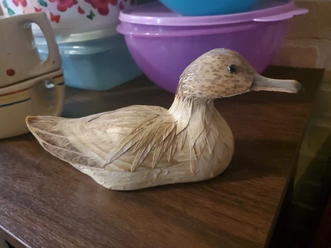 Vintage Woven Wicker Sitting Mallard Duck Decoy Basket Life Figure Decor Cover