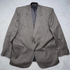 Vintage Circle S Blazer Mens 50L Brown Western Yoke Blazer Jacket Sport Coat - Picture 1 of 13