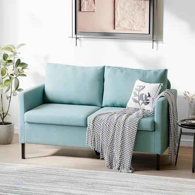 Sofá sofá sofá sofá salón 51" W 2 plazas moderno de tela de lino Foto 1 de 4