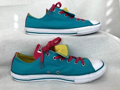 匡威 Converse Chuck Taylor All Star Junior 6 低帮双舌蓝绿色,粉色,黄色 — 第 1/4 张图片