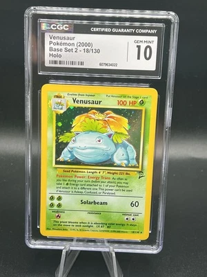 Pokémon Base Set 2 Venusaur 18/130 Holo Rare CGC 10 GEM MINT - Image 1 of 2