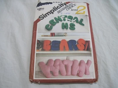 Vtg Simplicity Sewing Pattern #6434 Stuffed Alphabet Pillows Crafts 1980's Uncut - Image 1 of 4