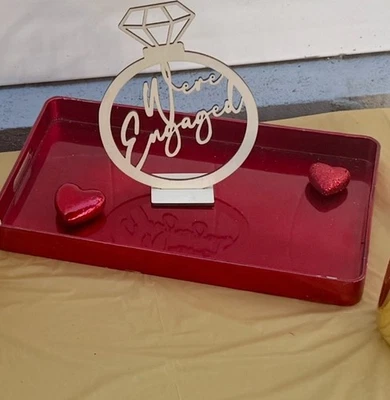 We’re Engaged Party Decoration Bridal Shower Decorations Ring Wooden Sign - Image 1 of 4