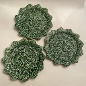 3 Bordallo Pinheiro grüne Karotte Kaninchen 8 1/4" Salat Akzent Teller Portugal Vintage - Bild 1 von 7