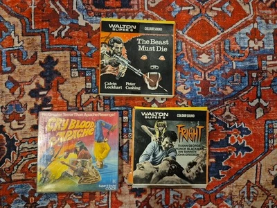 Walton Super 8 Lot Of 3 Movies 8mm Film Fright, Beast MUST Die, Cry Blood Apache - image 1 of 4