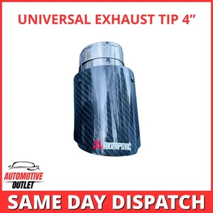 AKRAPOVIC EXHAUST TIP 4” UNIVERSAL STAINLESS STEEL SILVER & BLACK CARBON FIBRE - Picture 1 of 12