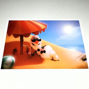 Frozen Lithographie Olaf exklusiver Disney Store Druck 10x14 2014 Schneemann Strand - Bild 1 von 3