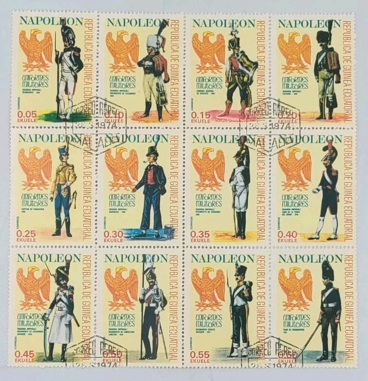República De Guinea Ecuatorial Napoleón 1974 Estampillas Hoja de Recuerdo de 12 MNH Foto 1 de 1